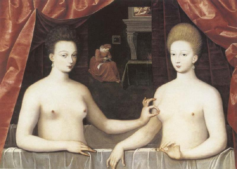 School of Fontainebleau Gabrielle d-Estree and the Duchesse de Villars